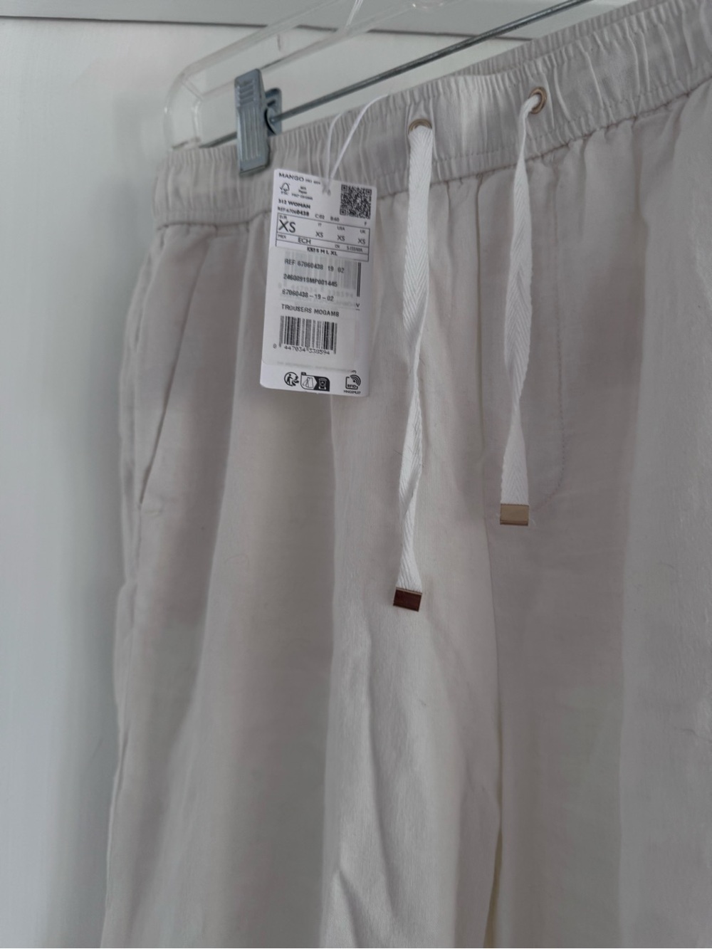 Mango Drawstring Linen-Blend Pants in White - Picture 4 of 8